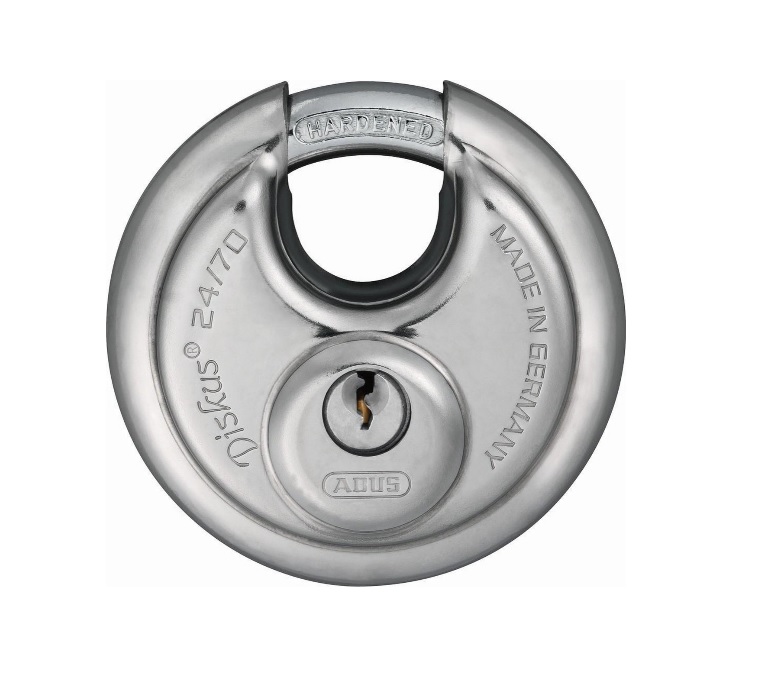 Abus discus 24/70 hangslot - zilver, sleutelsluiting, 7cm