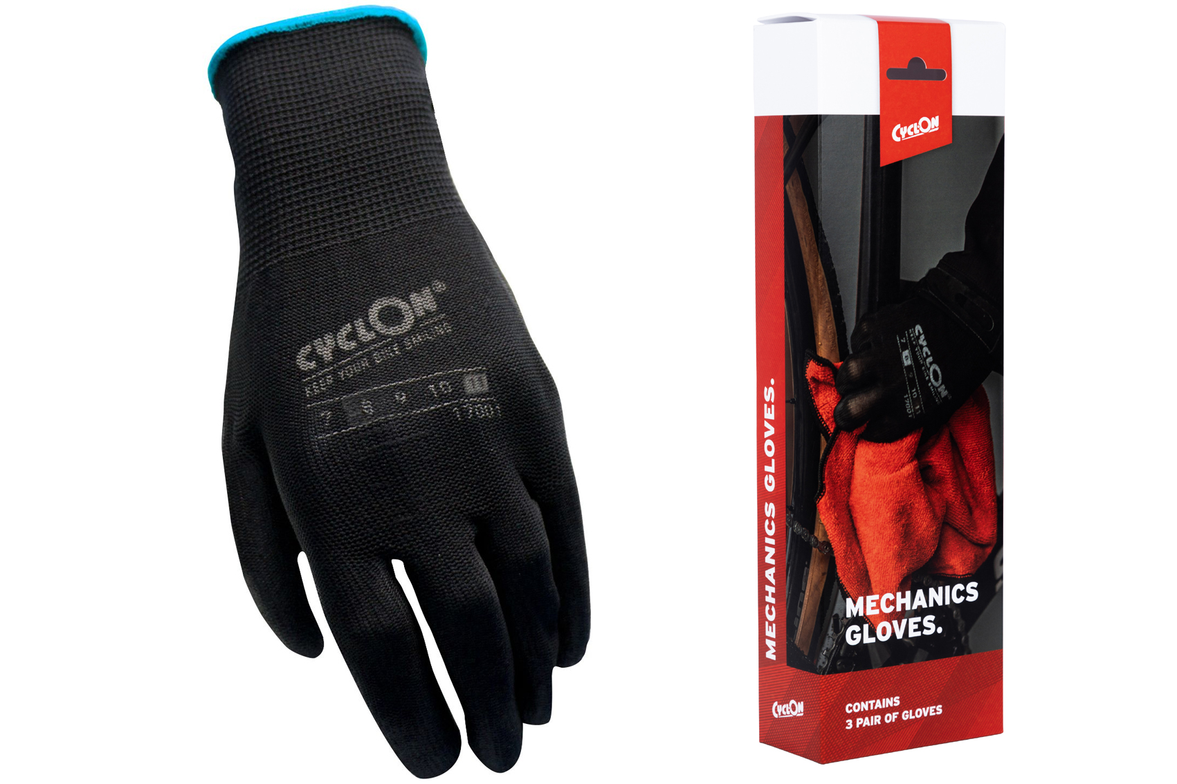 CyclOn Working Gloves flex nyl/pu M.11 - blue - set 3 paar