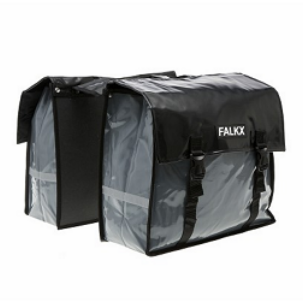 dubbele fietstas Bisonyl 40 liter grijs/zwart dubbele fietstas Bisonyl 40 liter grijs/zwart