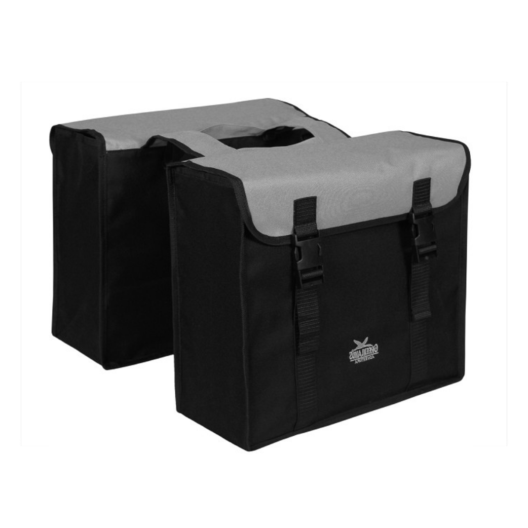 Greenlands dubbele tas, zwart-grijs. afmeting 38x34x13cm. totaalinhoud 35l