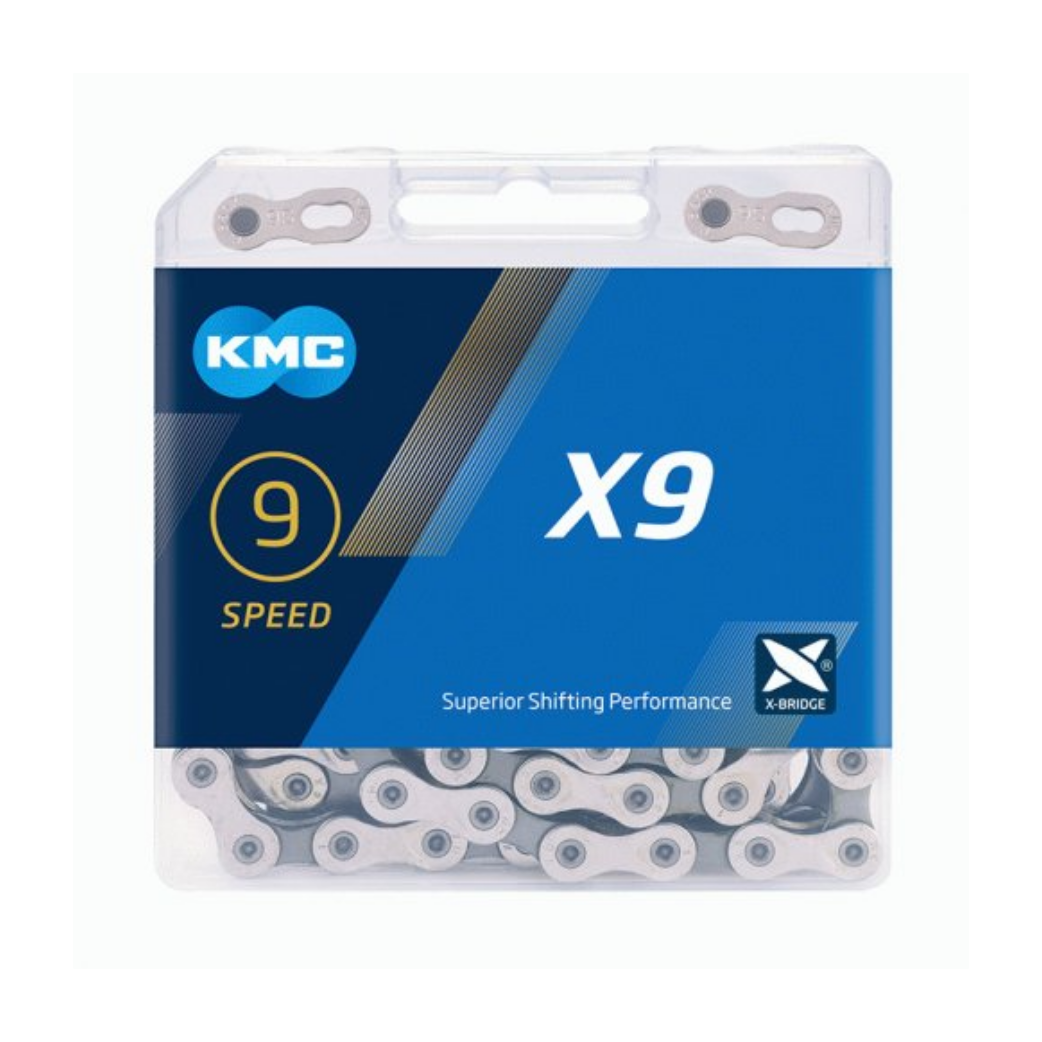 KMC X9 ketting silver/grey 1/2x1128, 9-speed.