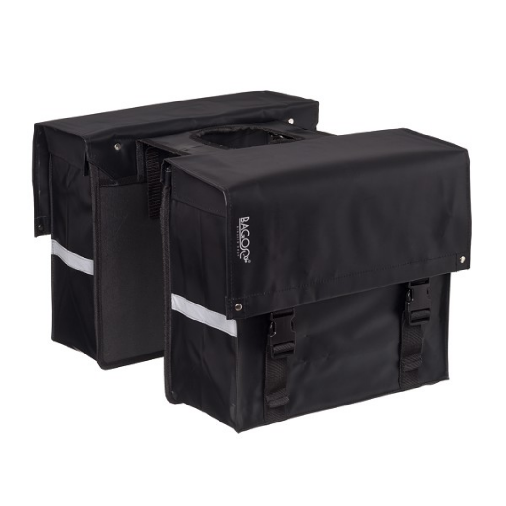 Bagoo dubbele fietstas bisonyl zwart inhoud 34l afbeelding