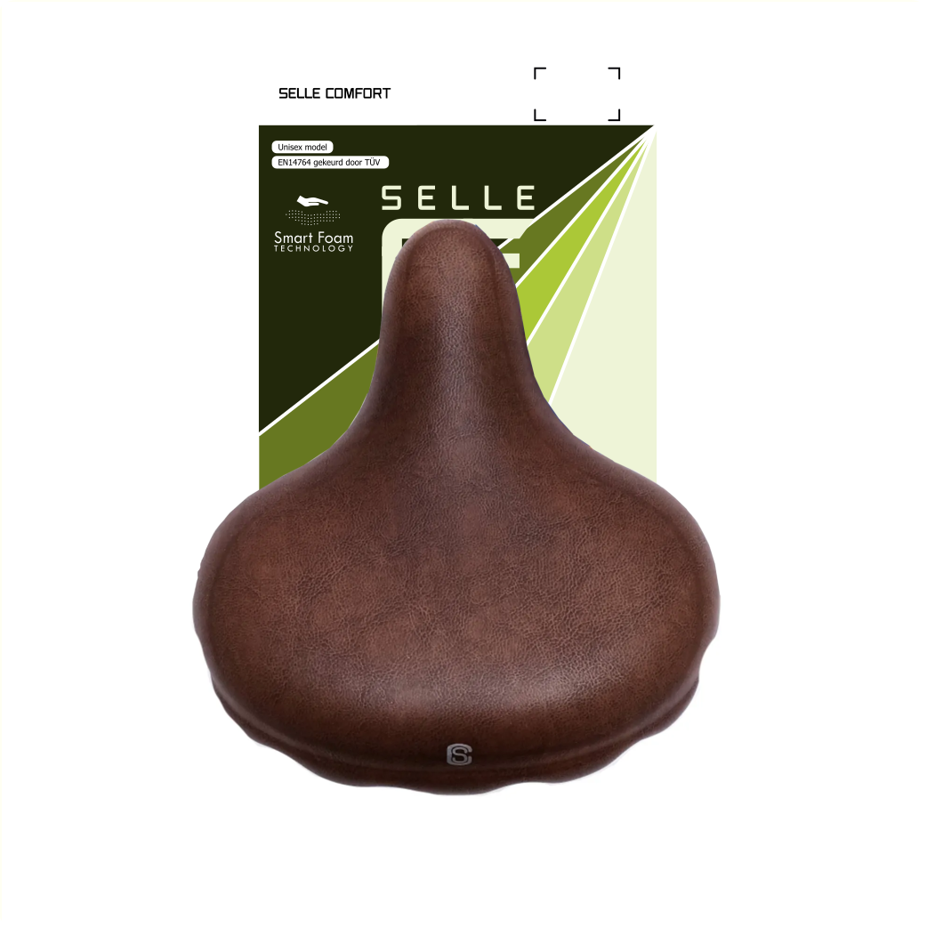 Selle Comfort Zadel Retro XL Bruin. Met smart foam techniek, zonder strop