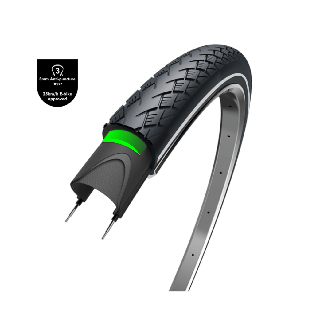 WOLFF Metro Elite (3mm anti-leklaag), zwart met reflectie, 28x1 5/8x1 3/8, ETRTO 37-622