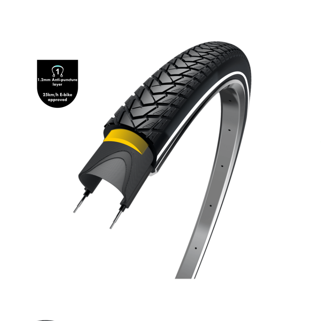 WOLFF Traveller (1.2mm anti leklaag), zwart met reflectie, 28x1.50, ETRTO 40-622