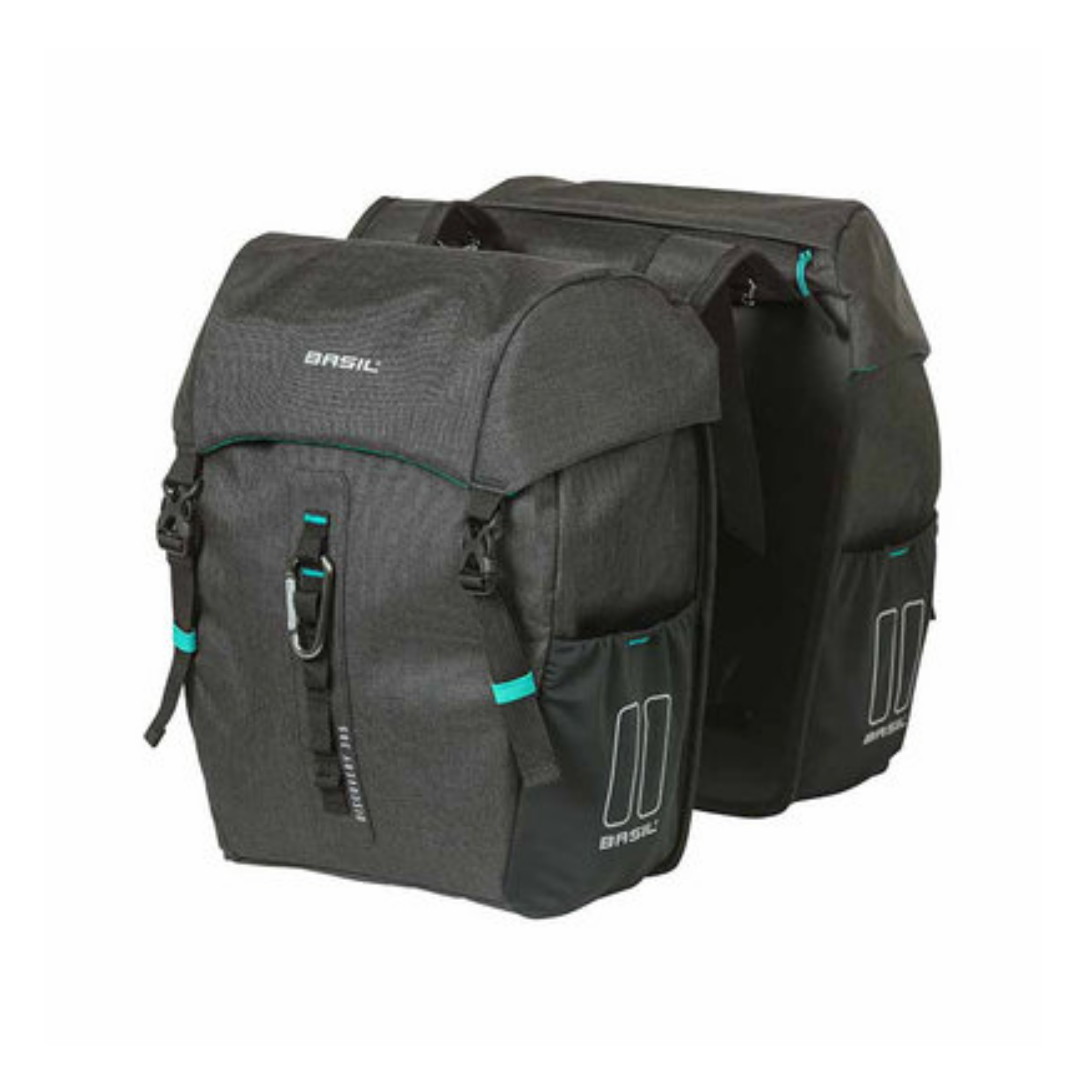Basil Discovery 365D - dubbele fietstas M - 18 liter - zwart melee Basil Discovery 365D - dubbele fietstas M - 18 liter - zwart melee