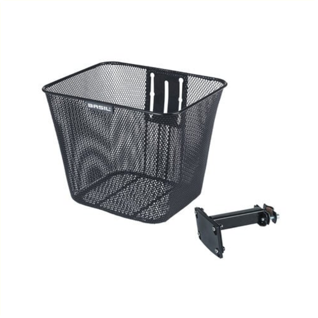 Basil Bilbao voormand, vaste montage, zwart