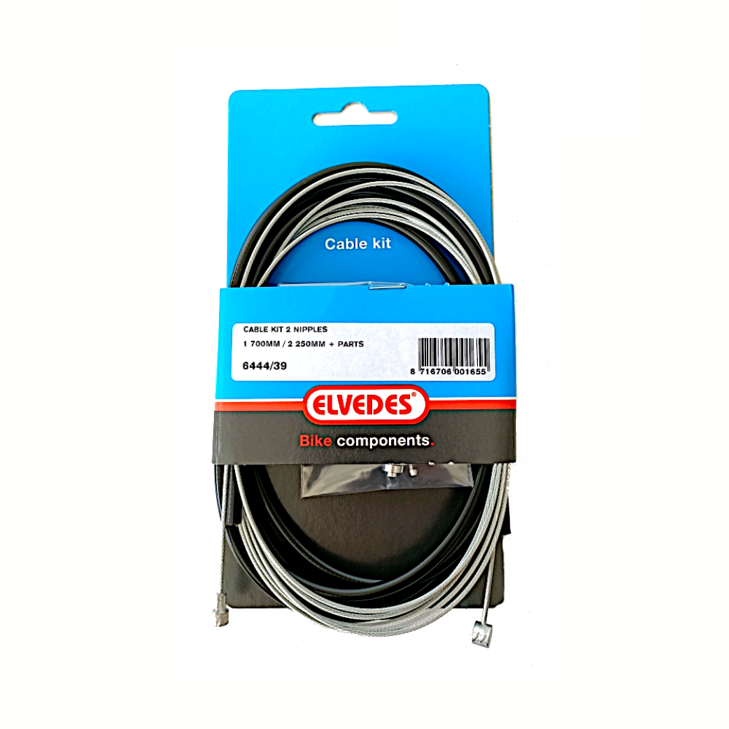 Elvedes Achterremkabel, 2 nippels, zwart 1.65-2.0m