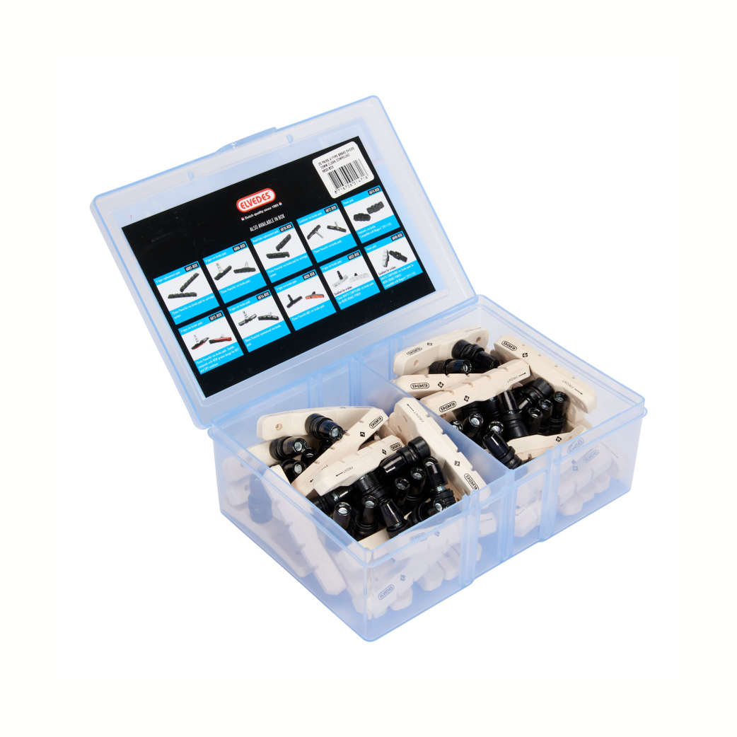 Elvedes witte V-brake remblokken, per 25 paar