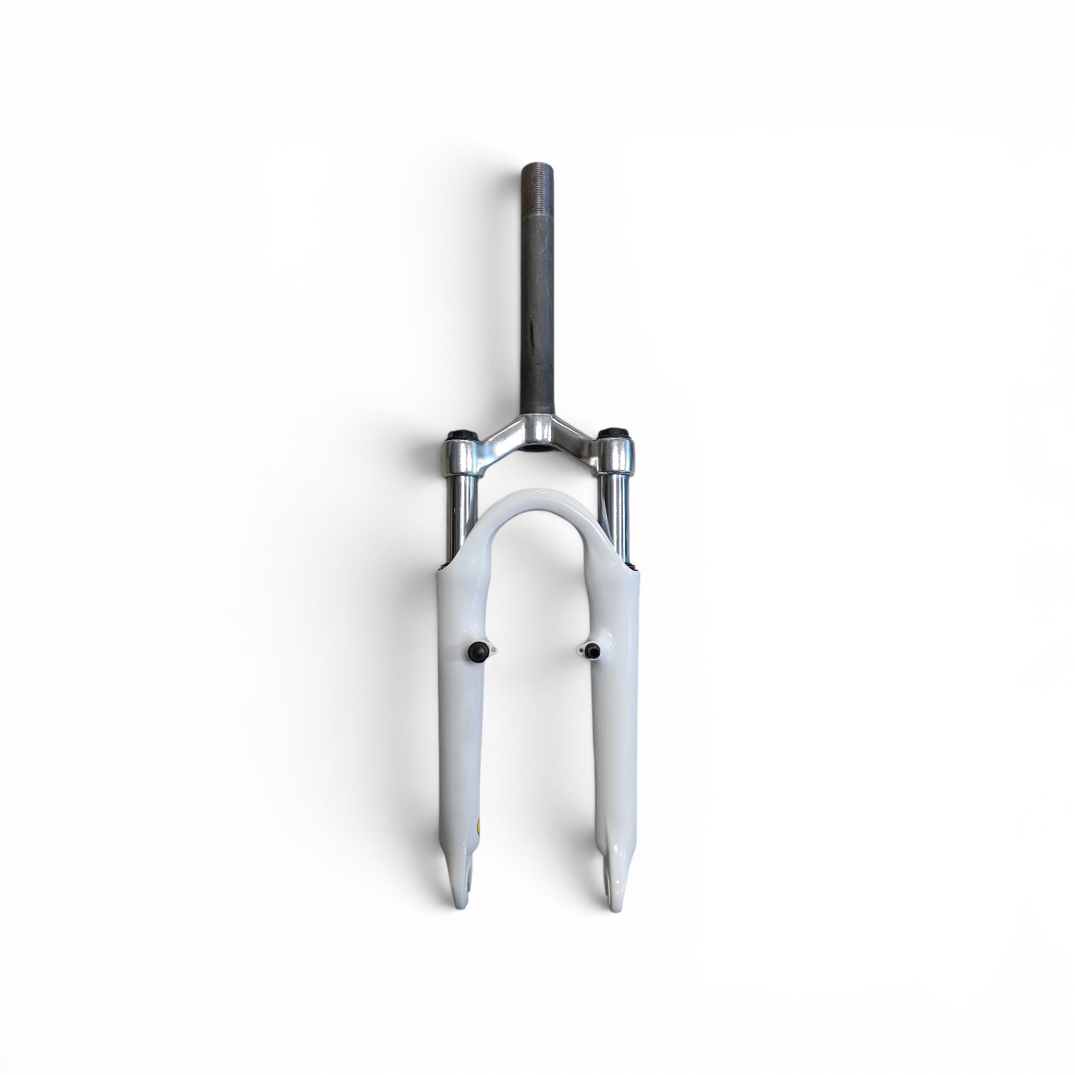 Voorvork 20x1.75 wit verend. 11/8 inch, balhoofdbuis 205mm. 45mm schroefdraad