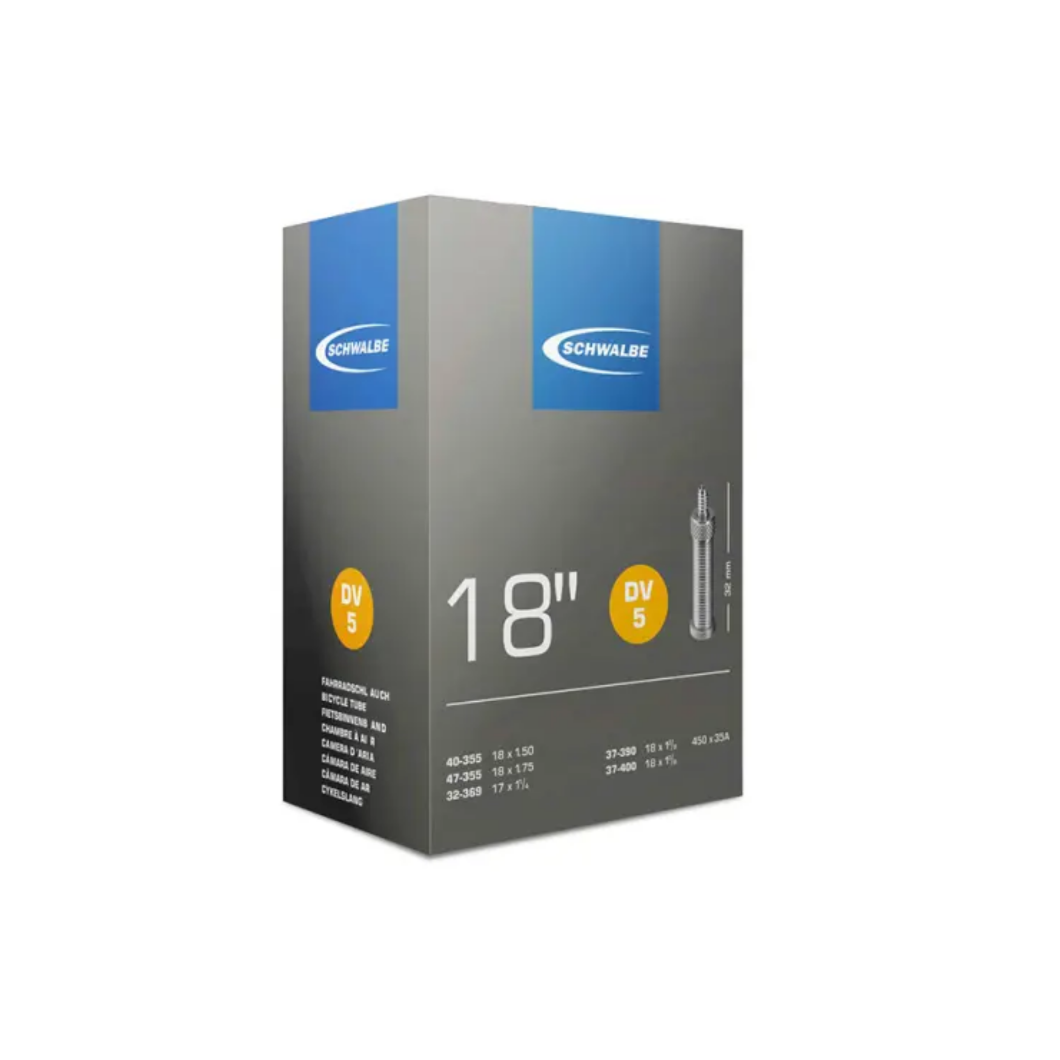 Schwalbe Binnenband 18x1.75 ETRTO 32/47-340-355, Dunlop Blitz/Holland DV5