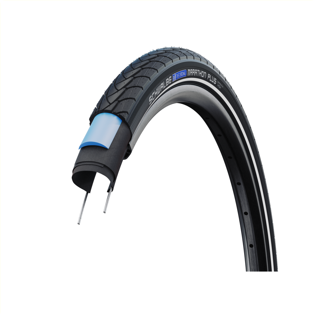 Schwalbe Marathon plus reflectie (Smartguard 5mm Anti-lek), Zwart met reflectie, 20x1.75, ETRTO 47-406