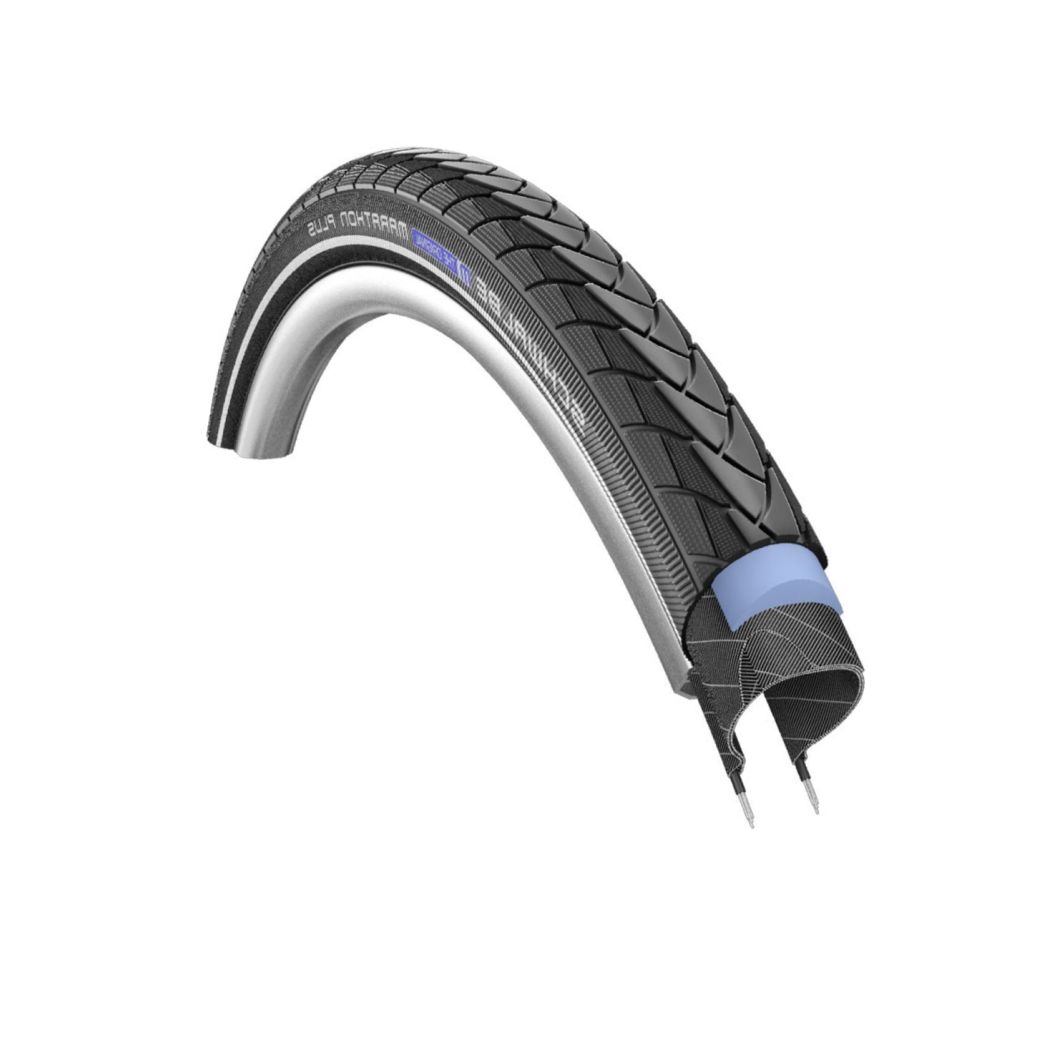 Schwalbe Marathon plus reflectie (Smartguard 5mm Anti-lek), Zwart met reflectie, 20x1.75, ETRTO 47-406