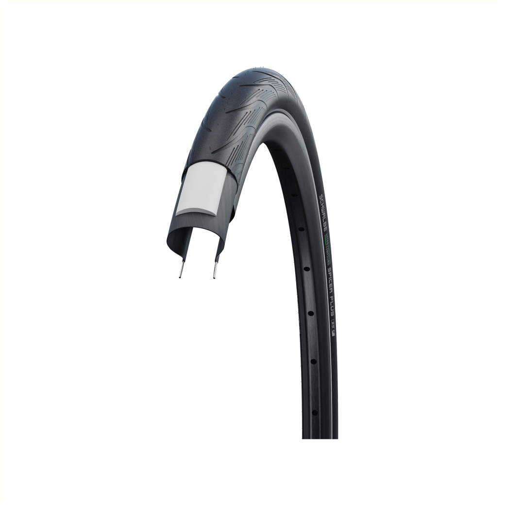 Schwalbe Spicer Plus (P-Guard 3mm anti-lek), Zwart met reflectie, ETRTO 35-622, 28 x 1,35 (700 x 35), E-Bike ready 25km/h