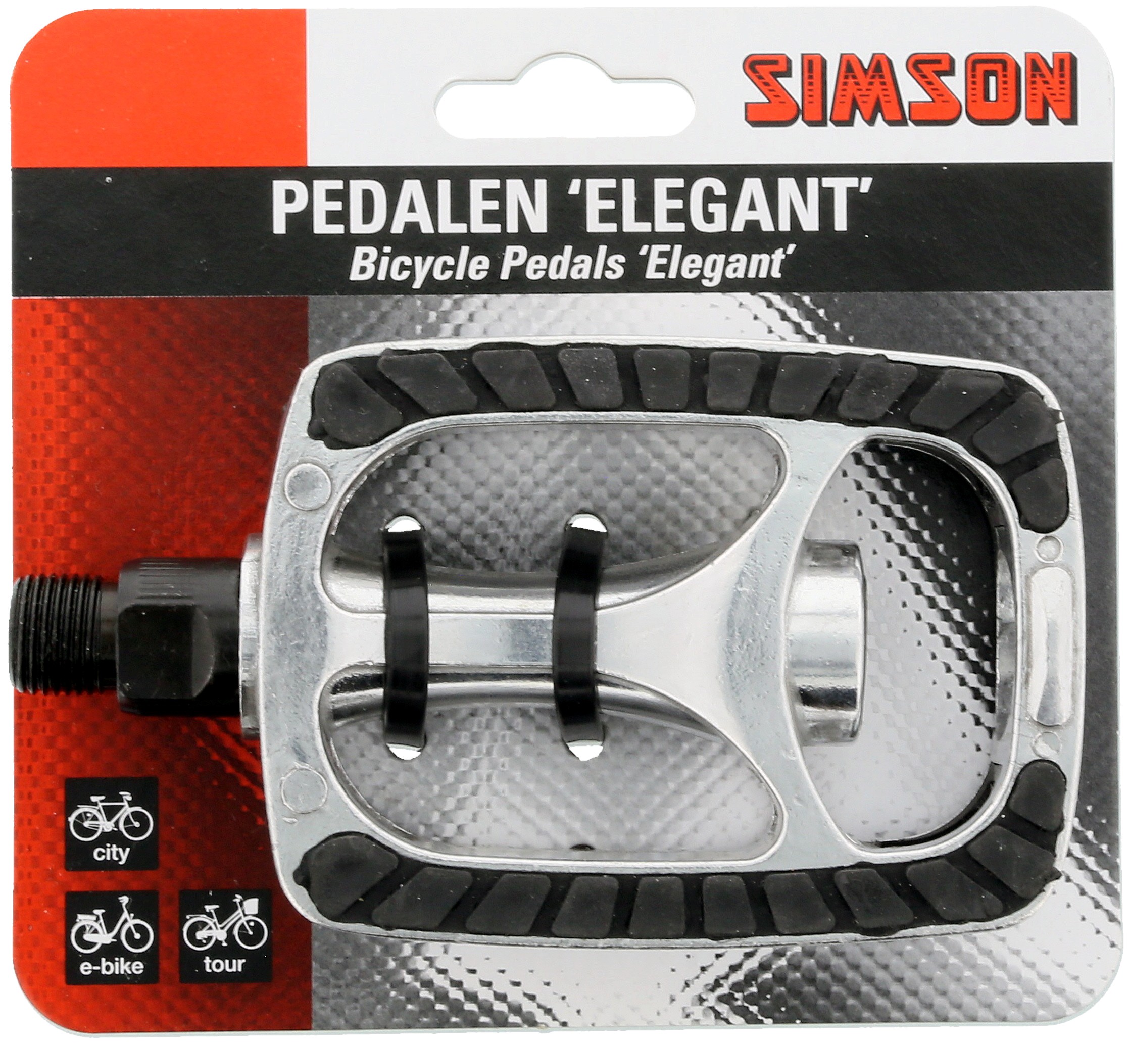 pedalen set Elegant 9/16 inch zilver/zwart pedalen set Elegant 9/16 inch zilver/zwart