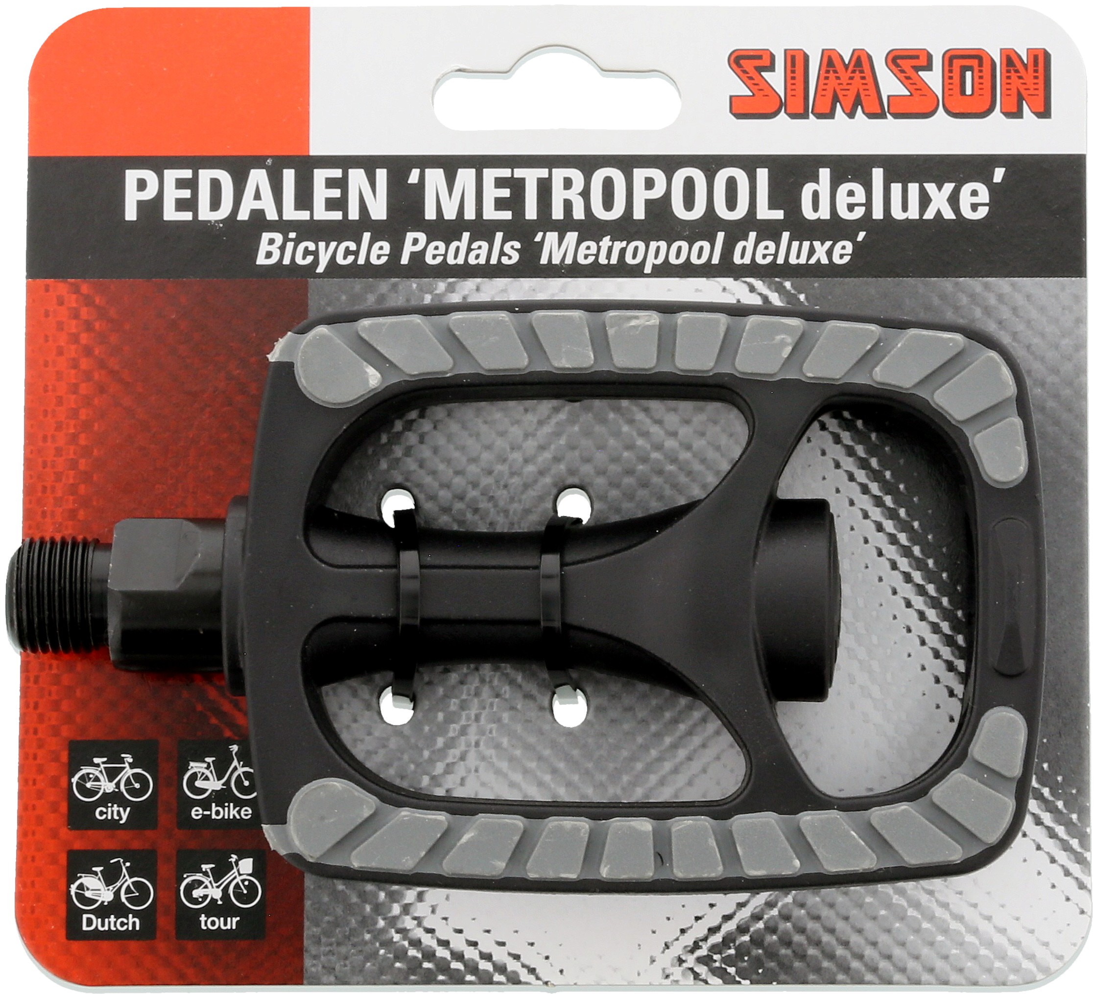 pedalen set Metropool De Luxe 9/16 inch grijs/zwart