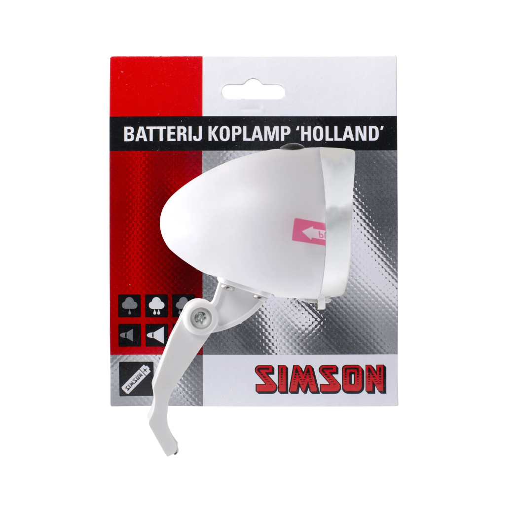 Simson Batterij Voorvork koplamp "Holland" 3 LED's wit