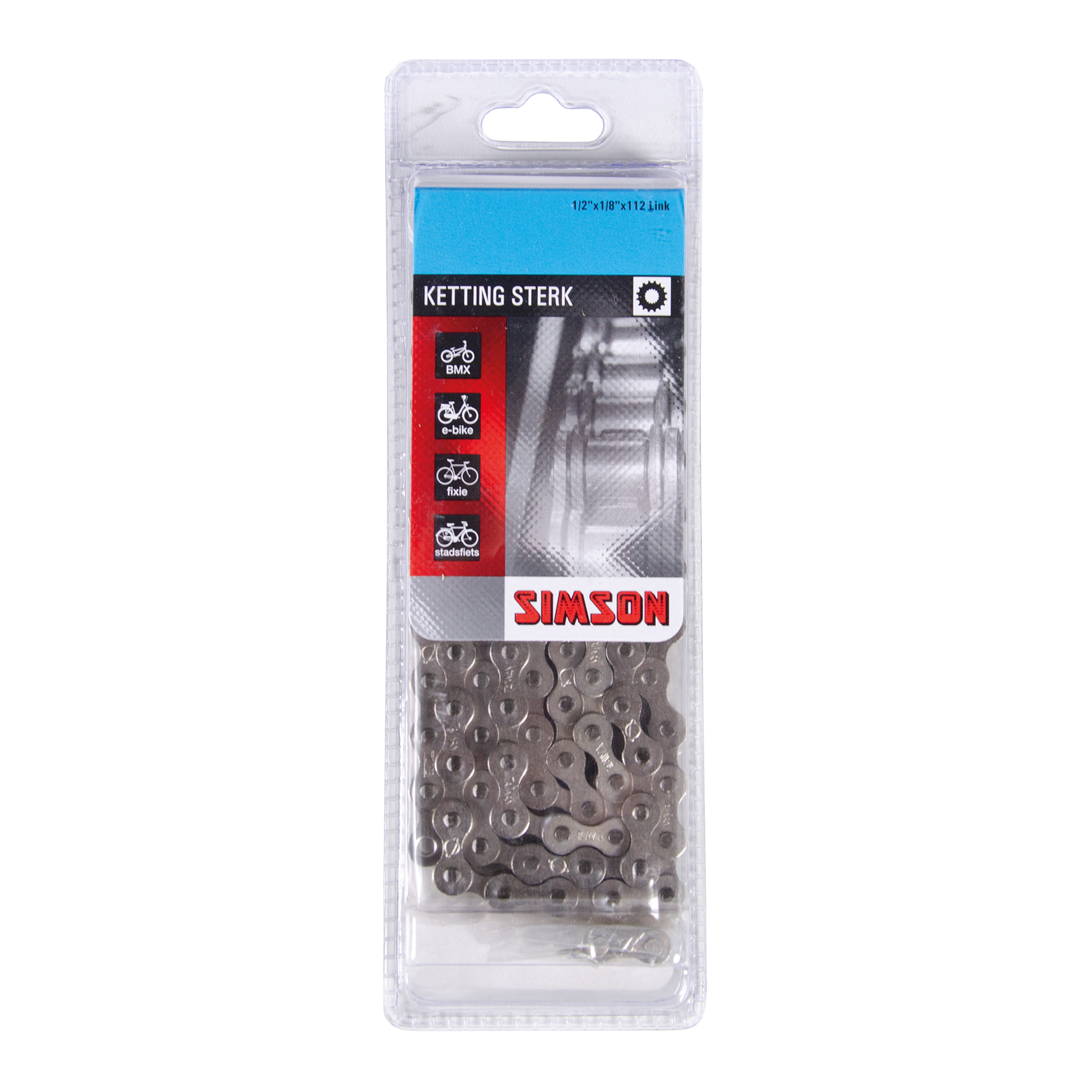 fietsketting 1/2 x 1/8 inch 112 schakels staal zilver fietsketting 1/2 x 1/8 inch 112 schakels staal zilver