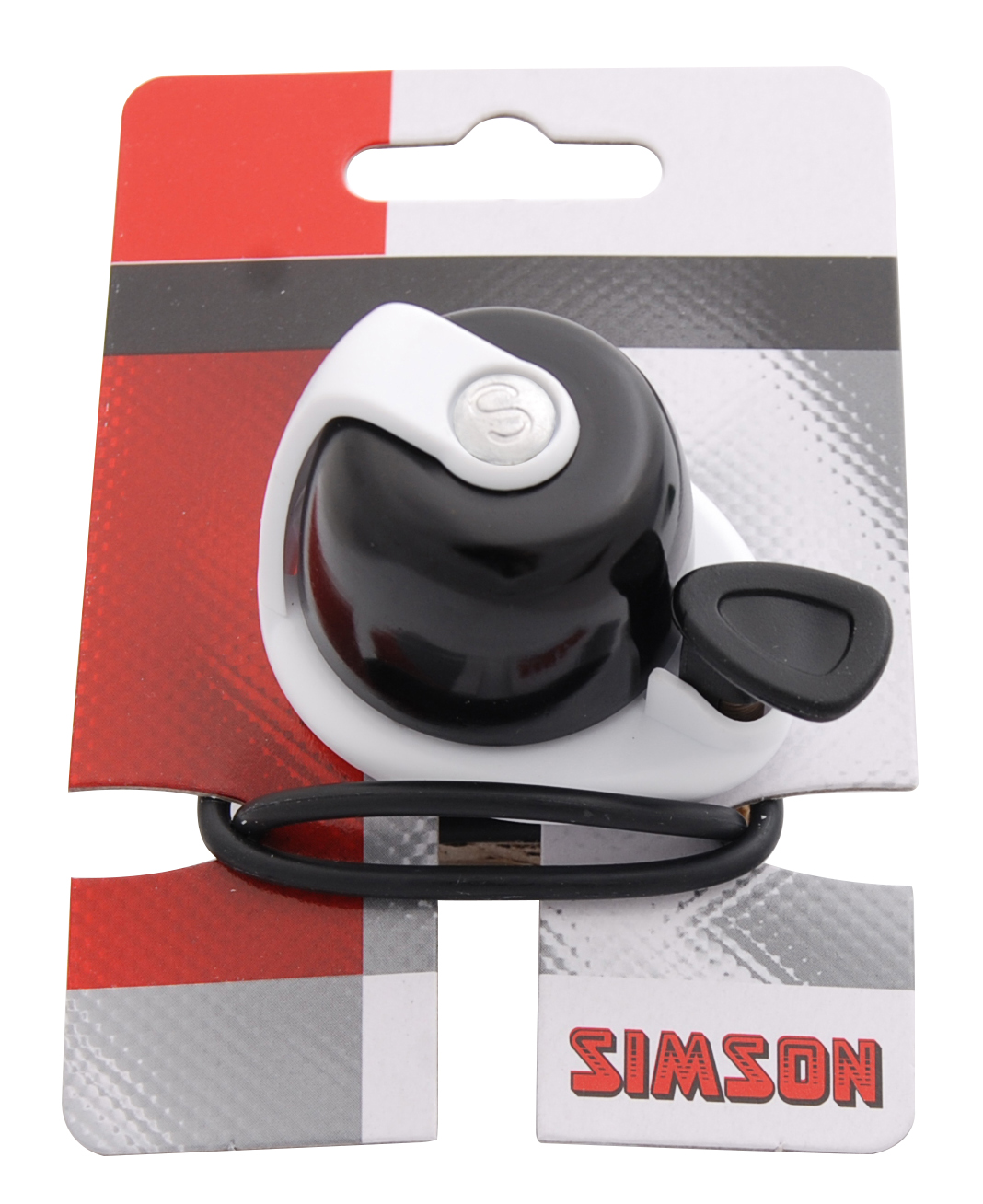 Simson fietsbel Allure zwart-wit op kaart Simson fietsbel Allure zwart-wit op kaart