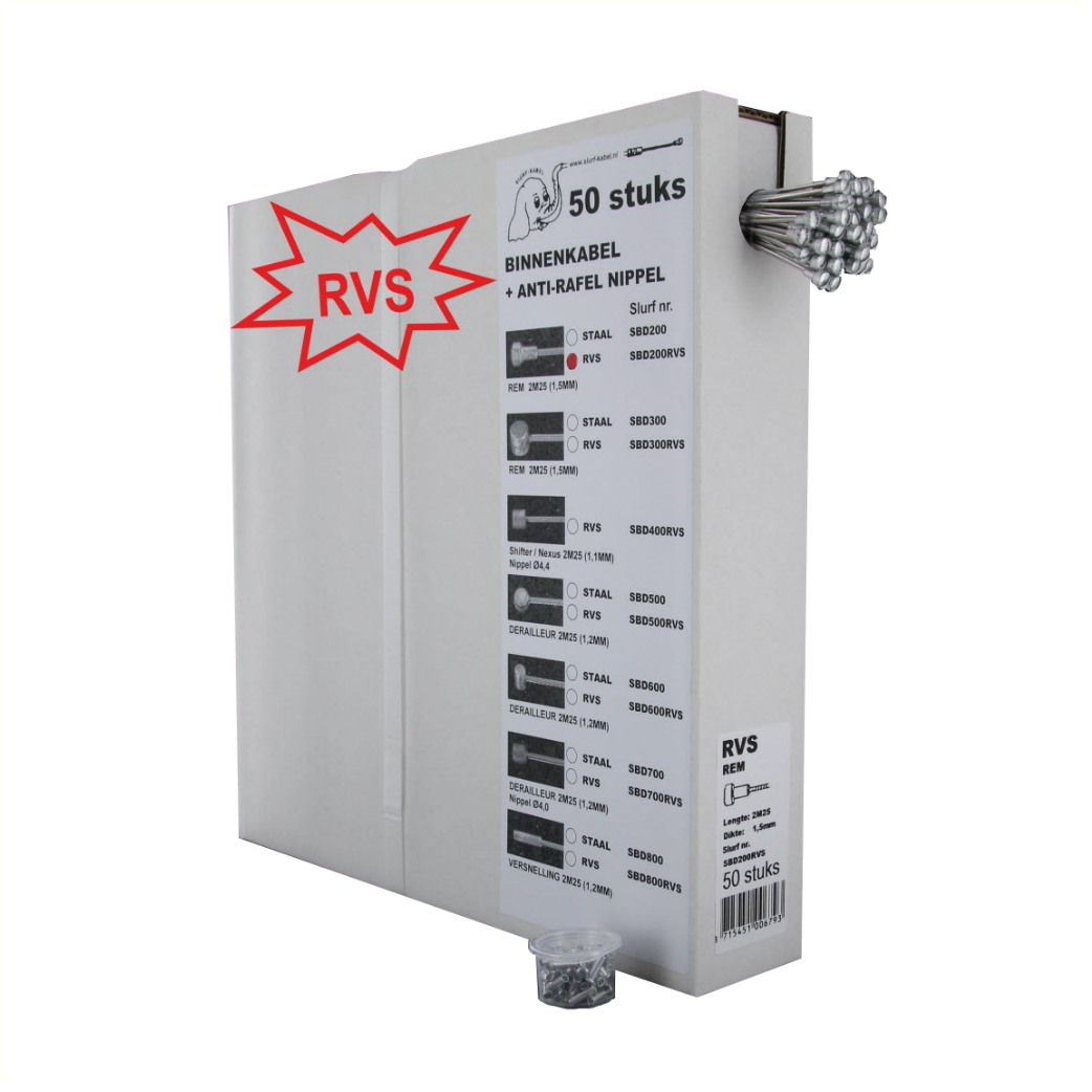 Slurf Binnenkabel RVS, peer per 50