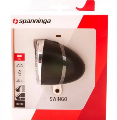 Spanninga LED batterij koplamp, Swingo 4 lx zwart (hangverpakking)