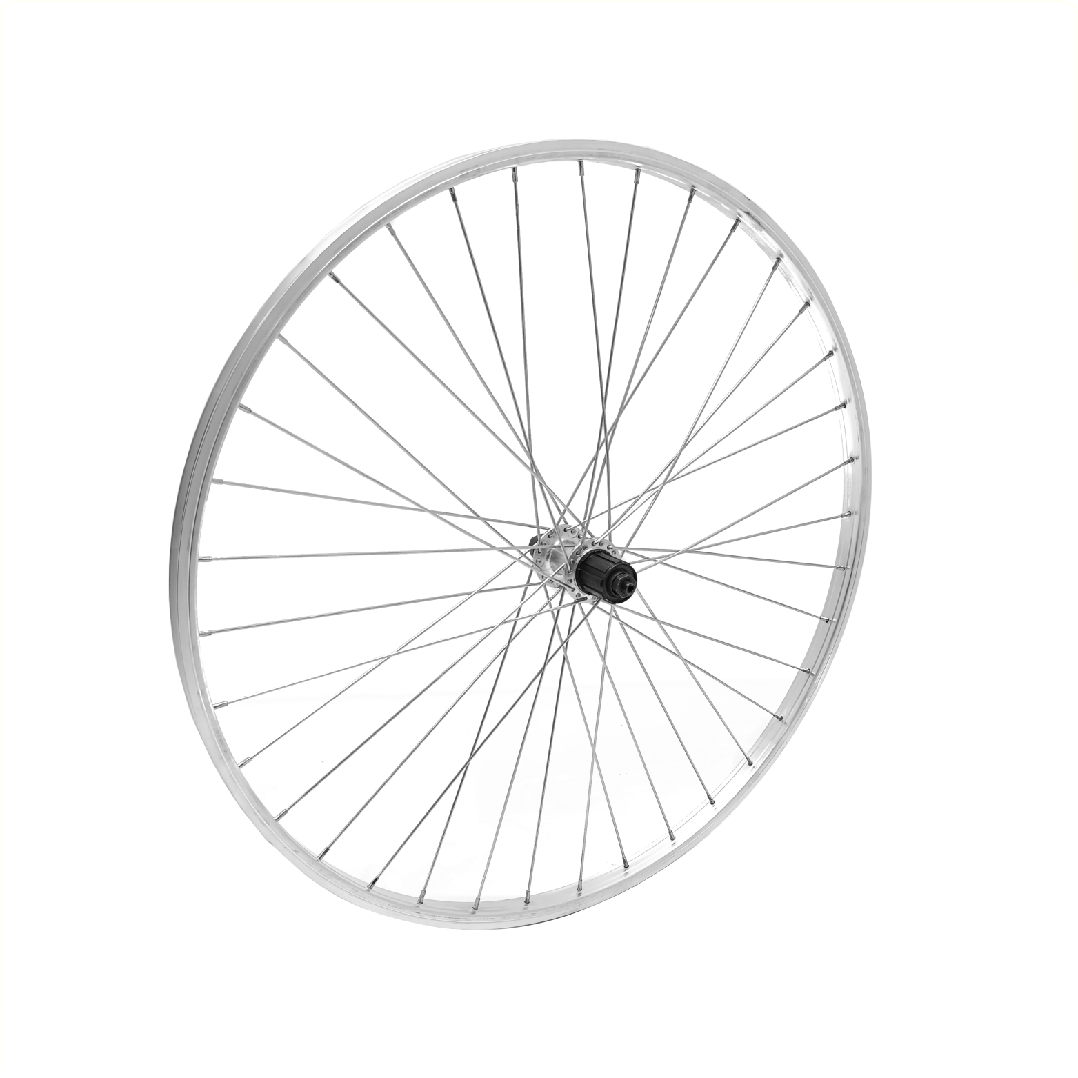 Achterwiel 28x1 5/8x1 3/8 aluminium velg, zilver. Uitval cassette naaf, 7 speed, spaak 13 afbeelding