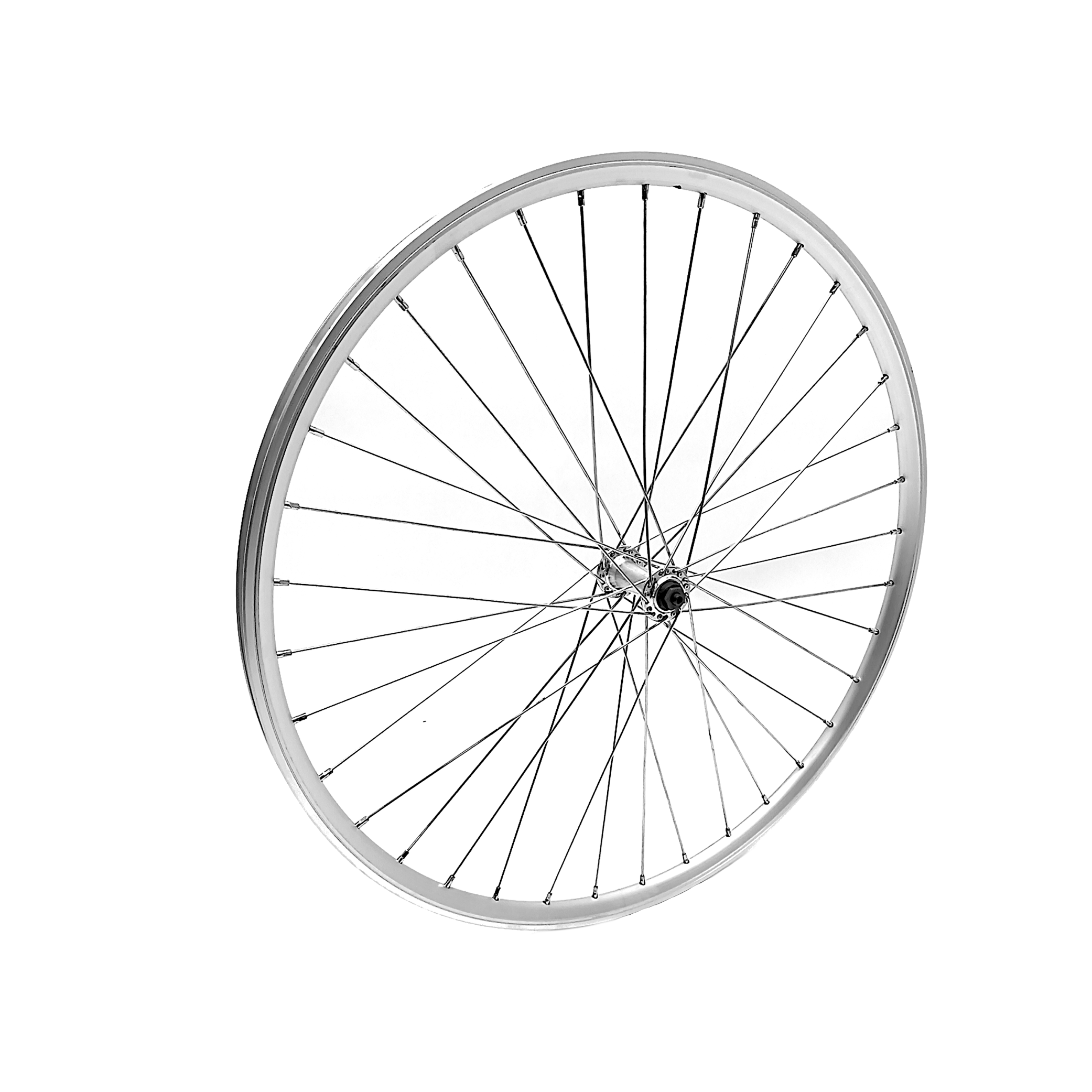 Voorwiel 28x1 5/8x1 3/8 Ryde aluminium velg, zilver. uitval naaf, spaak 13